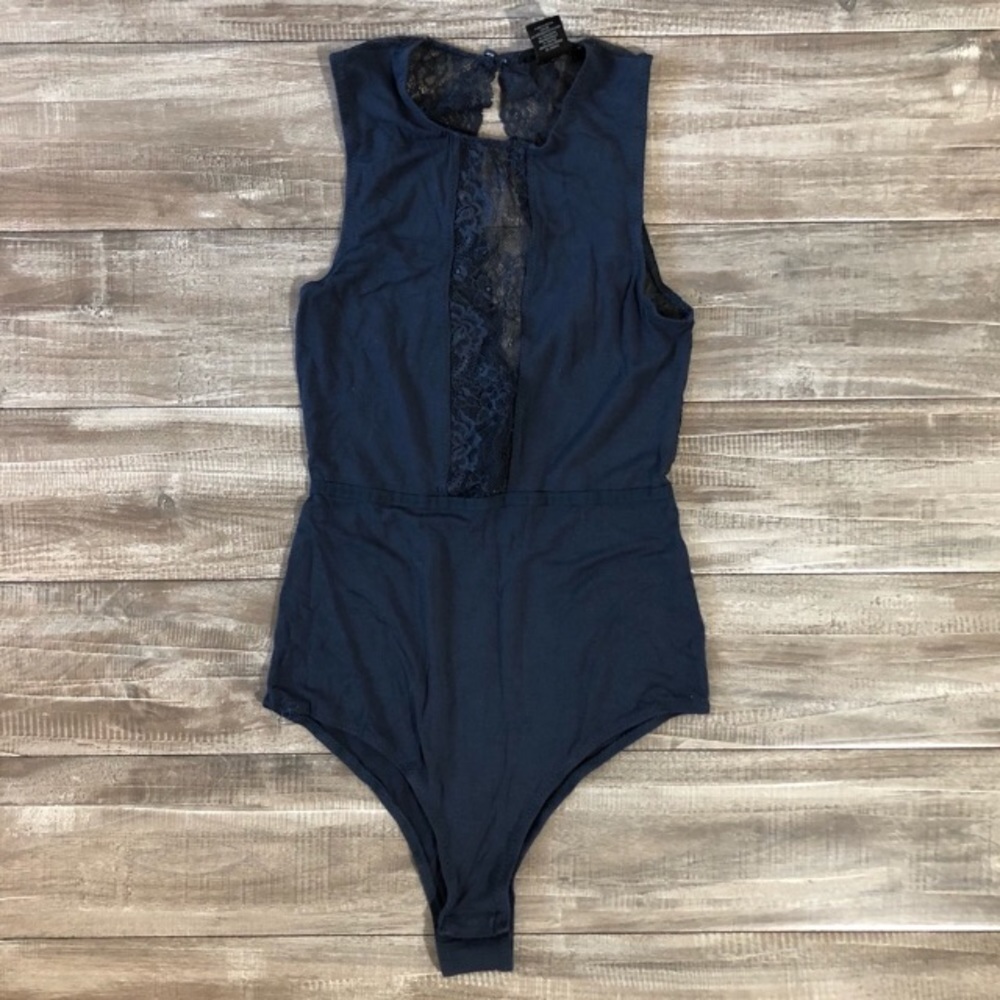 Blue lace bodysuit